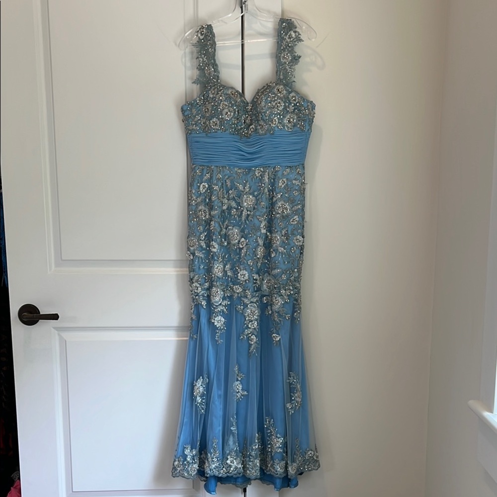 Tony Bowls Blue Sweetheart Embellished Prom Dress